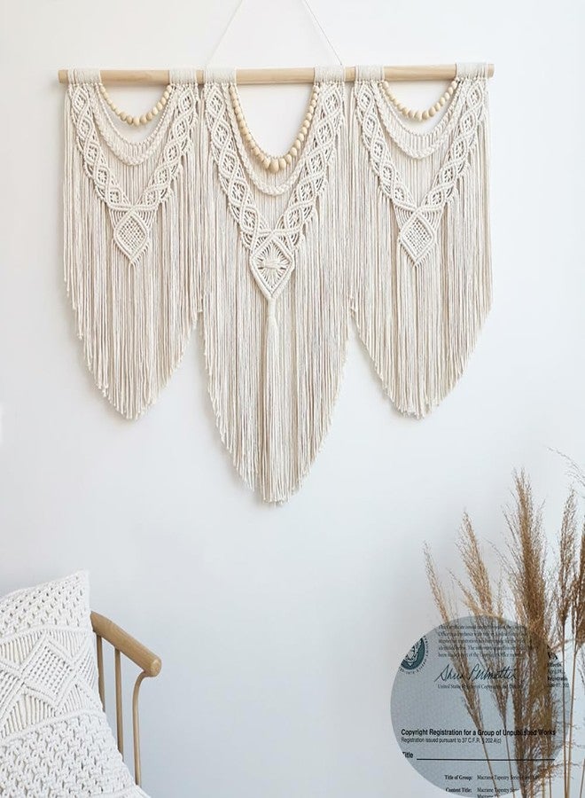Achart Macrame Wall Hanging Large- Boho Wall Decor- large wall art- Wall Decor Living Room- Macrame Tapestry Boho Decor for Bedroom (Wooden Bead) - Image 4
